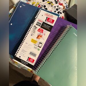 Five Star Blue, Purple, and Teal Notebooks